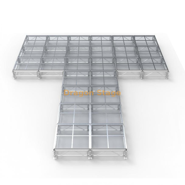 8.54x7.32m便携式T型铝亚克力时装秀跑道舞台（可调高度0.4-0.8m）
