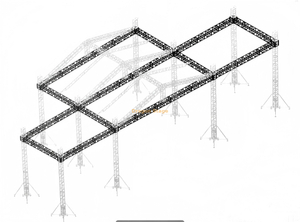 14x10x9m 户外铝制尖顶屋顶桁架系统 – 9m 高舞台索具，带双 8m 音频/LED 翼