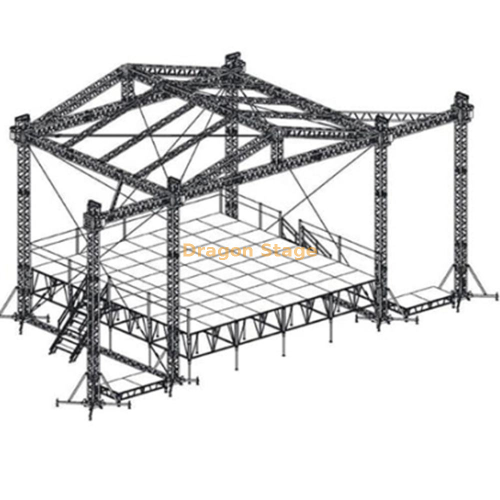 铝制活动音乐会轻型插口桁架系统 12x8x5m，带声音桁架翼 2m