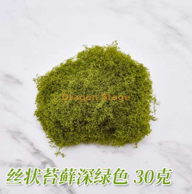 模拟的苔藓草仿生人造假苔藓微景观布置丝状苔藓深绿色30克，大约30 x 30厘米