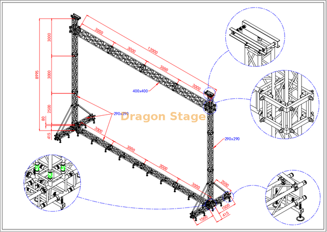 12x8.5m 重型铝制移动 LED 屏幕门户桁架系统