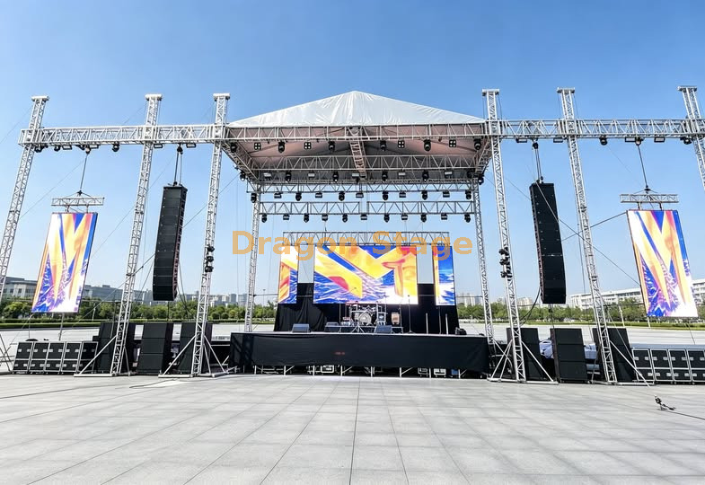 18x8x8m 专业铝制 A 形框架照明屋顶桁架系统，带侧翼，适用于音乐会和节日制作