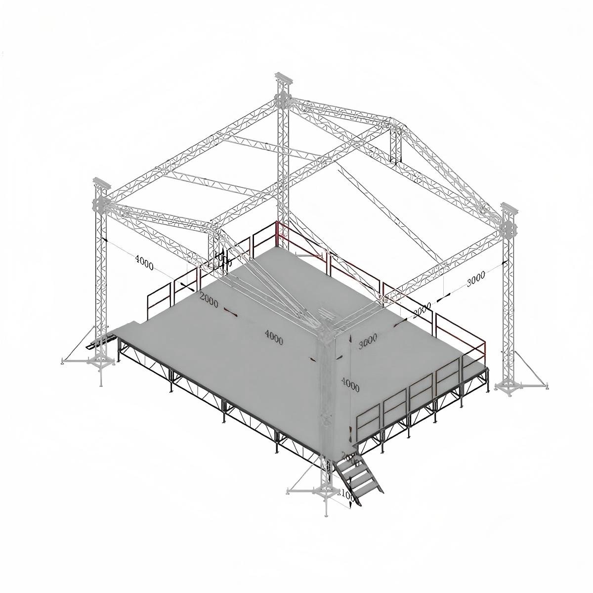 带屋顶的便携式定制户外舞台甲板