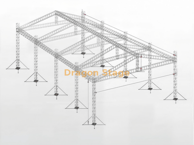 适用于大型活动和临时结构的 80x25x14 米大跨度铝制屋顶桁架系统