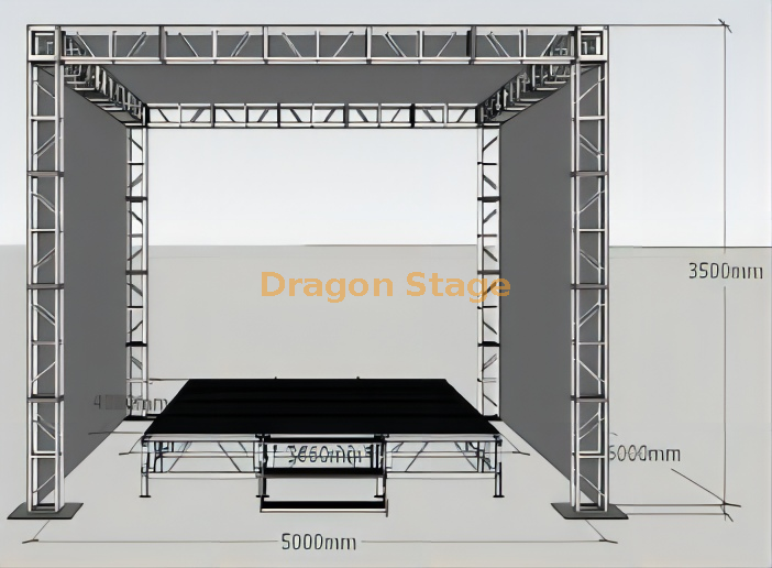 便携式热销立式铝制便携式小型教堂舞台设计 5x5x3.5m