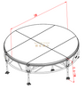 红色木制舞台圆形舞台3米直径高度：0.6-1米，2楼梯