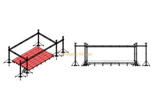 活动灯的非屋顶舞台全球桁架12x10x8m 6斜杠，悬挂扬声器为2m