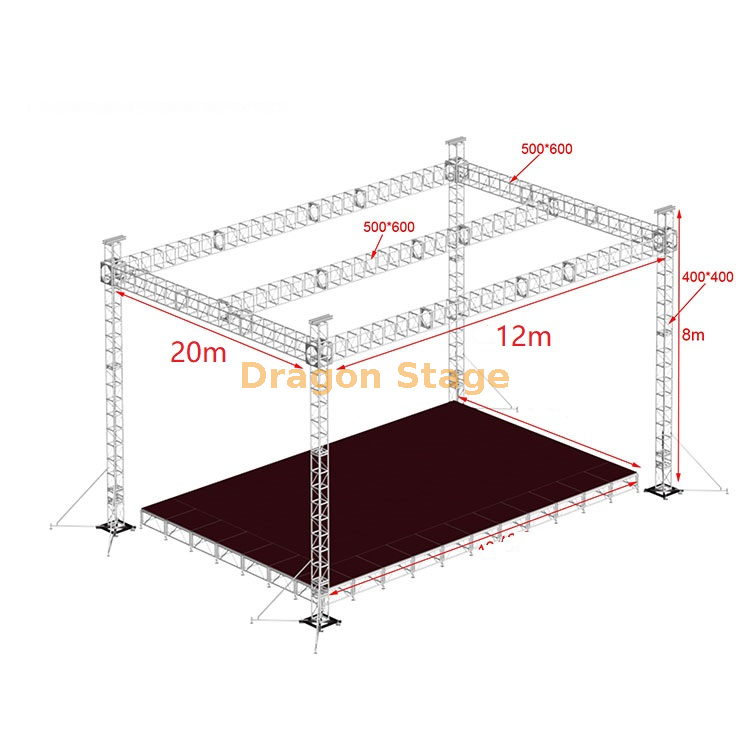 螺栓屋顶桁架音乐会舞台 20x12x12m