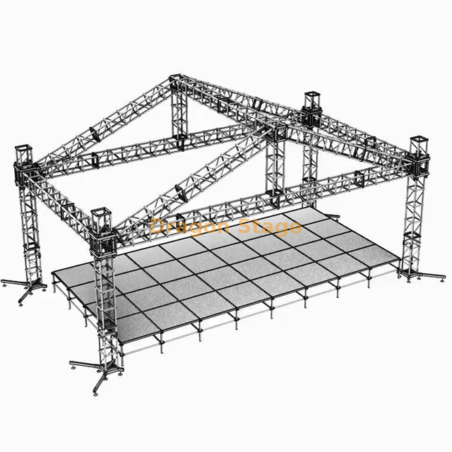 定制的铝制音高屋顶工作室桁架舞台系统室外6x6x4m