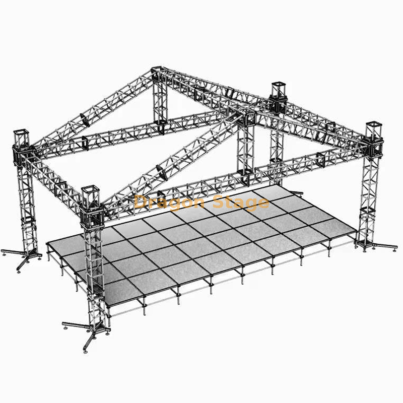 定制的铝制音高屋顶工作室桁架舞台系统室外6x6x4m