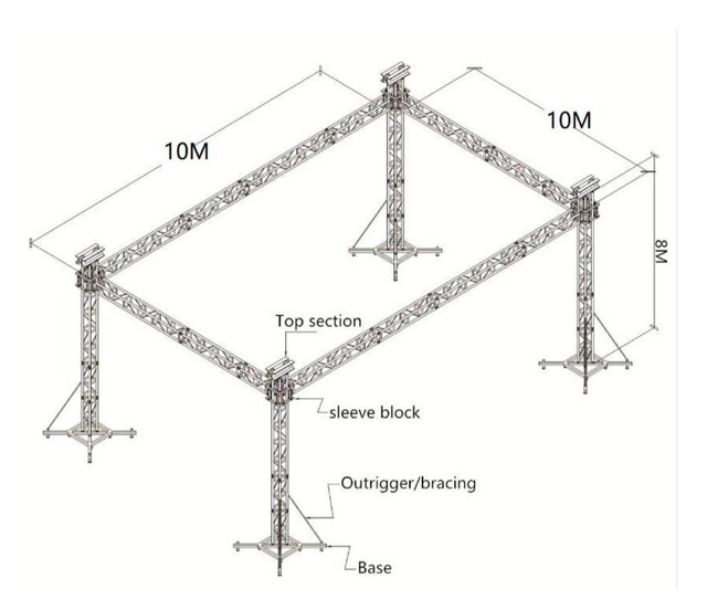 铝制桁架屋顶系统10x10x8m