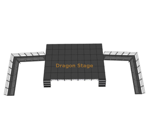 专业 10.98x7.32m 便携式铝制舞台系统，带 ADA 坡道和 2 个楼梯，高度可调 0.8-1.2m