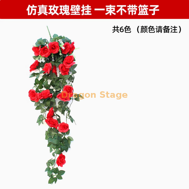 模拟的紫罗兰色墙壁悬挂兰花大刺绣人造塑料花丝绸花卉玫瑰玫瑰壁悬挂1束没有篮子 - 颜色备注