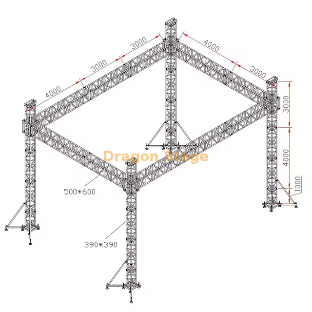 重型舞台设备照明桁架系统10x7x8m