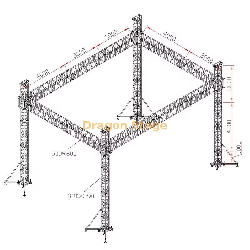 重型舞台设备照明桁架系统10x7x8m