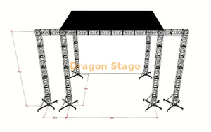 8x6x7m 铝制屋顶桁架舞台系统，带 2m 翼和天篷（300mm 螺栓桁架）