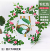 模拟树皮，绿色植物，花朵，藤蔓，叶子，水管，装饰袋，圆柱，粉红色的情人玫瑰（1片）