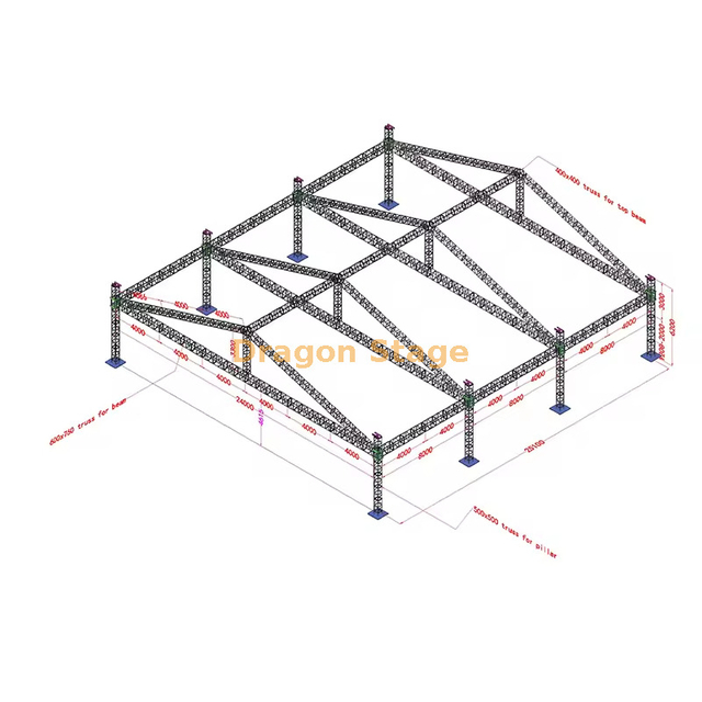24x24m大型方尖屋顶桁架系统（6m高，铝制插口桁架）