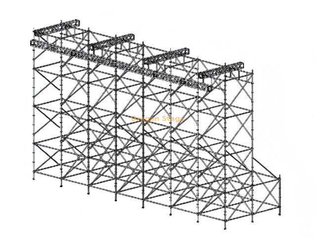 14x4x8m双排环锁式LED屏悬挂结构，带14m桁架梁
