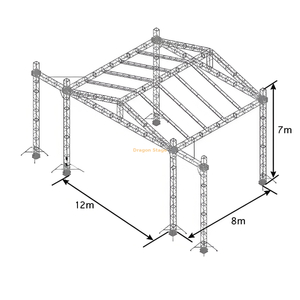 完整套装便携式铝合金桁架屋顶12x8x7m，带4x8英尺木制平台