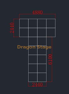 铝快速阶段丙烯酸玻璃地板人行道阶段t形状16x8ft 20x8ft高度0.6-1m