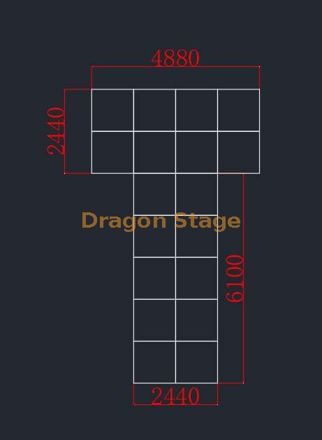 铝快速阶段丙烯酸玻璃地板人行道阶段t形状16x8ft 20x8ft高度0.6-1m