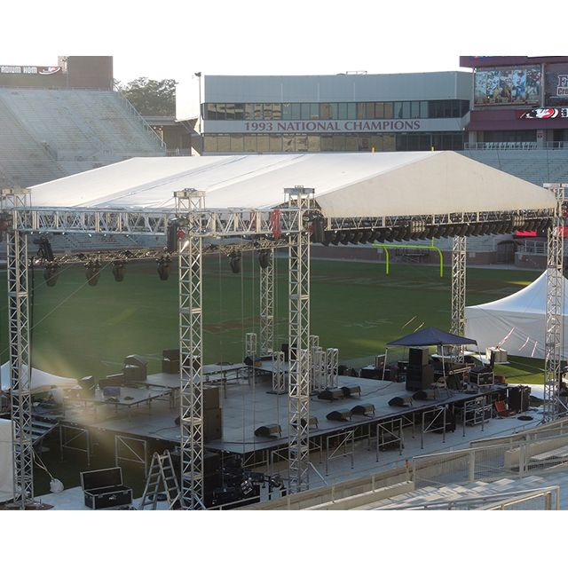 户外活动铝合金音乐会舞台桁架立板平台，带曲线屋顶
