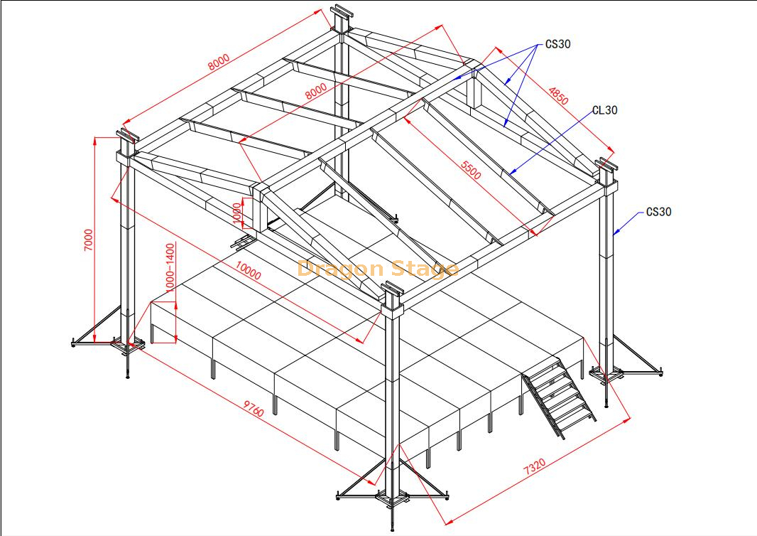 10x8x7m屋顶桁架舞台