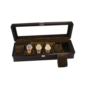 豪华定制展示长木制手表储物盒，可容纳 6 个插槽手表