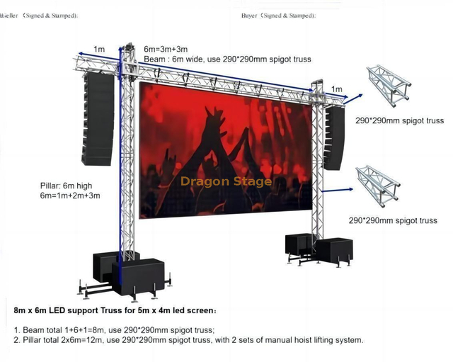  广告LED屏幕桁架显示系统6x6m