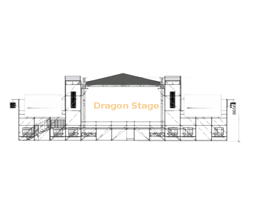 铝制桁架屋顶10x8x8m，带有上衣脚手架地板（2）