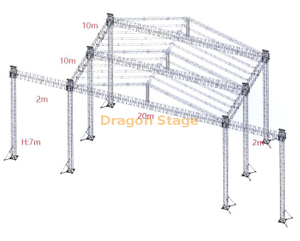 铝制户外活动桁架系统音乐会屋顶桁架悬挂扬声器20x20x7m