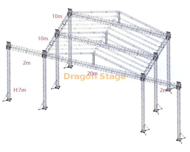 铝制户外活动桁架系统音乐会屋顶桁架悬挂扬声器20x20x7m