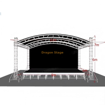 10x7x6m 铝制弧形屋顶舞台桁架系统 – 专业 6m 高模块化音乐会灯光设备