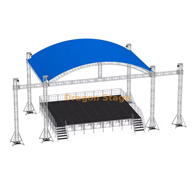 20x10x6m 电动铝制弧形屋顶舞台桁架系统，带扬声器翼