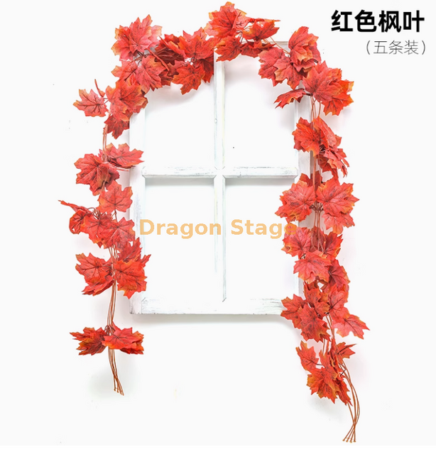 模拟的红枫叶藤壁悬挂假树叶万圣节主题展示新红枫叶藤-5条