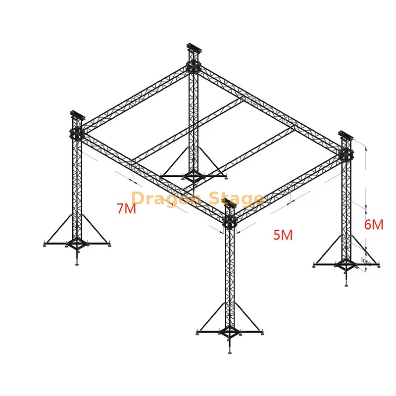 7x5x6米紧凑型平屋顶桁架系统（铝制插口地面支撑桁架）