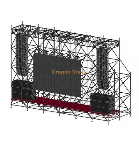 12x4x8m 环形 LED 屏幕和线阵列悬挂结构，带 6 个顶部桁架