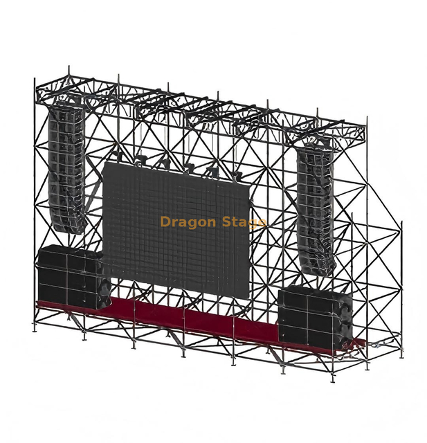 12x4x8m 环形 LED 屏幕和线阵列悬挂结构，带 6 个顶部桁架
