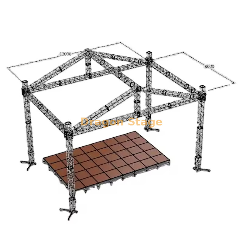 铝制便携式活动派对节目DJ音乐会可划合的舞台与屋顶桁架12x8x6m