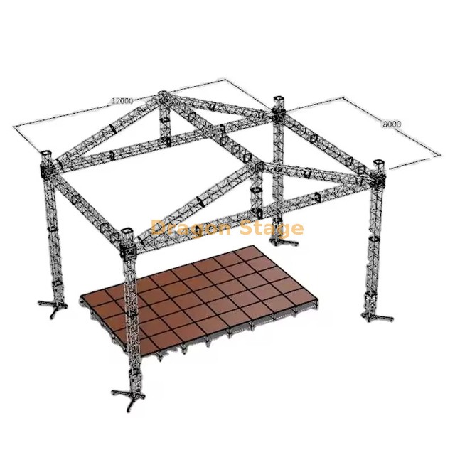 铝制便携式活动派对节目DJ音乐会可划合的舞台与屋顶桁架12x8x6m