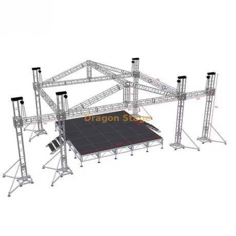 户外尖顶铝制舞台桁架系统 8x6x5m 带扬声器翼