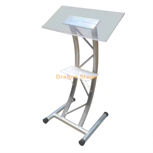 现代透明亚克力讲台，带银色铝桁架框架